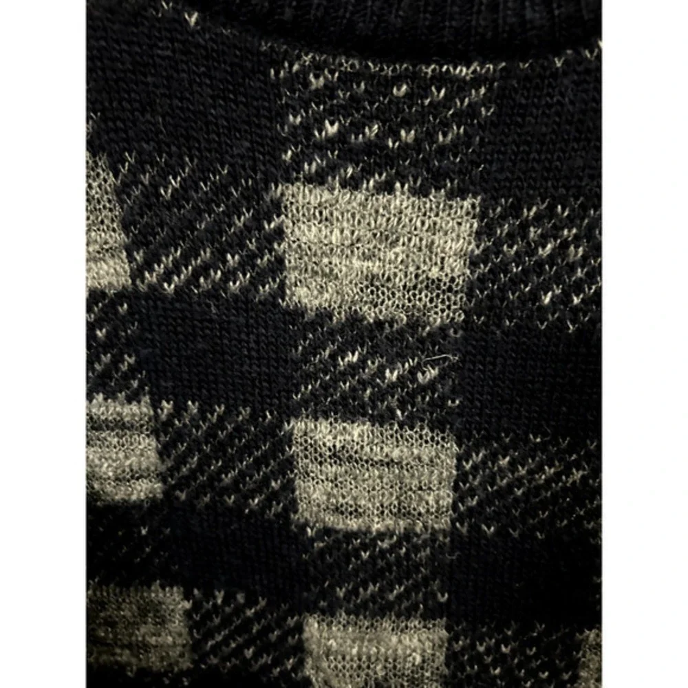 J Crew Sweater Mens Medium‎ Blue Gray Check Linen Wool Alpaca Long Sleeve Adult